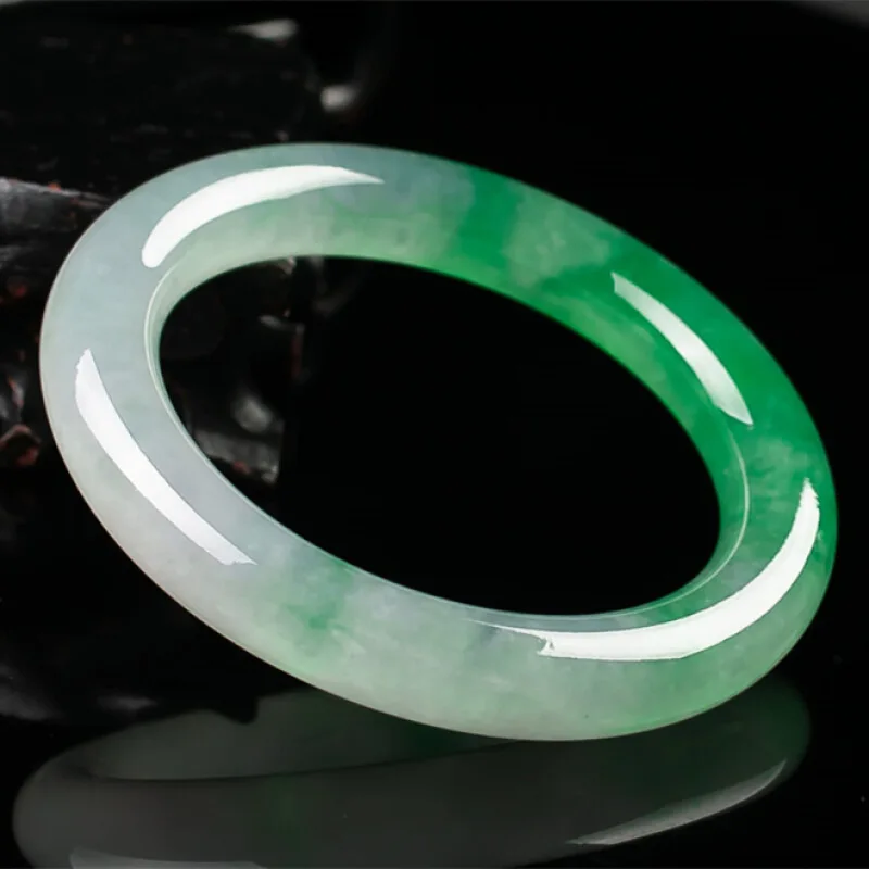 Myanmar round Mine Timber -like Floating Transparent Ice Waxy Kinds Jade Bracelet Children's Style