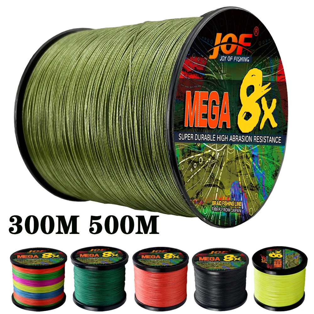 JOF Lure Braided Fishing Line 8 Strands 300M 500M Multifilament Fly PE Wire 18LB-78LB Strong Cord for Sea Bass Carp Accessories