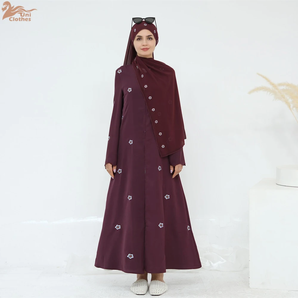 

Новая исламская одежда, кардиган с вышивкой спереди, открытая Абая с хиджабом, комплект из 2 предметов Абая, Лориа Абая, 2025 г.