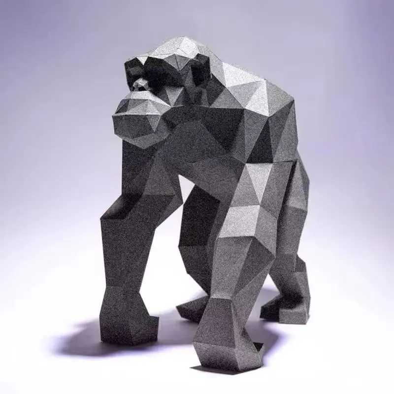 

40cm Gorilla Paper Model 3D Papercraft Model DIY Porch Decor Desk Ornament Handmade Stereoscopic Origami Creative Puzzles Toys