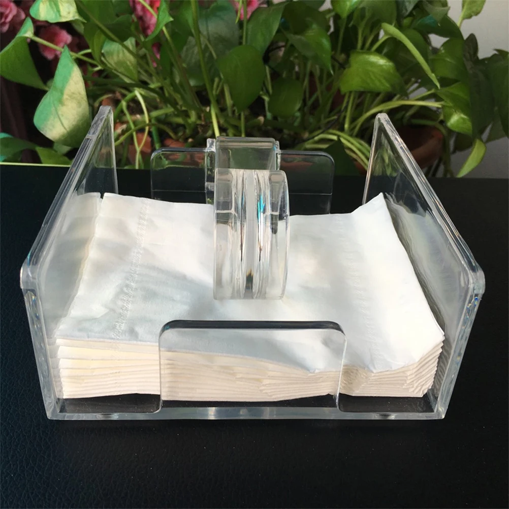 

2pcs Clear Plastic Napkin Holder Square Tissue Organizer Sturdy Acrylic Paper Towel Dispenser For Home Kitchen Restaurant