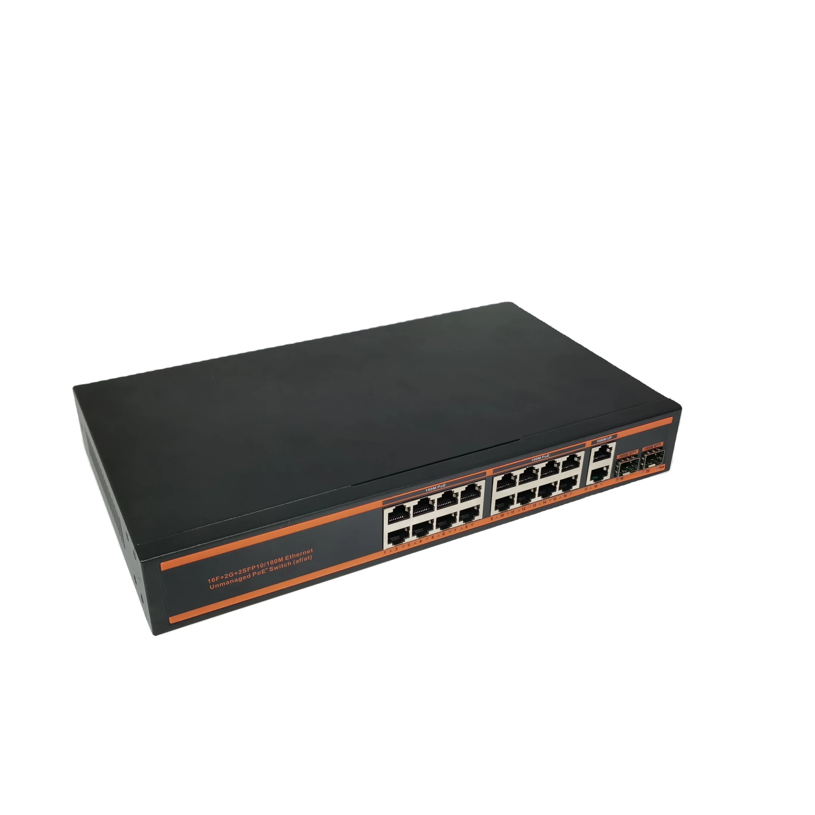 Factory wholesale 16 Port Network PoE Switch 16 Port PoE 100M With 2*1000 Uplink 2Gigabit SFP Ethernet Switch