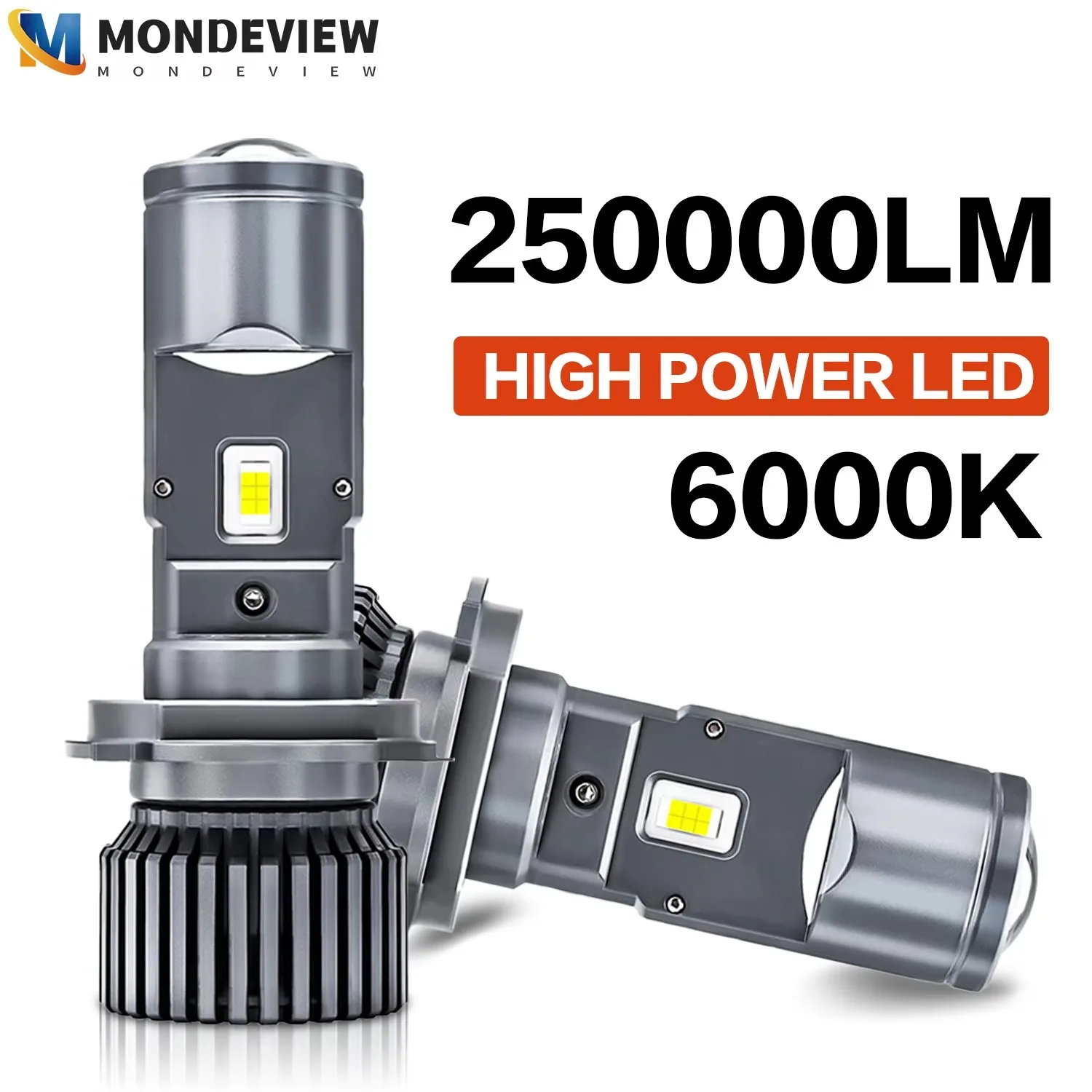 

Mondeview H4 Dual LED Mini Projector High Brightness 300% Car Headlights 6000K 250000LM 900W High and Low Beam Running Lights