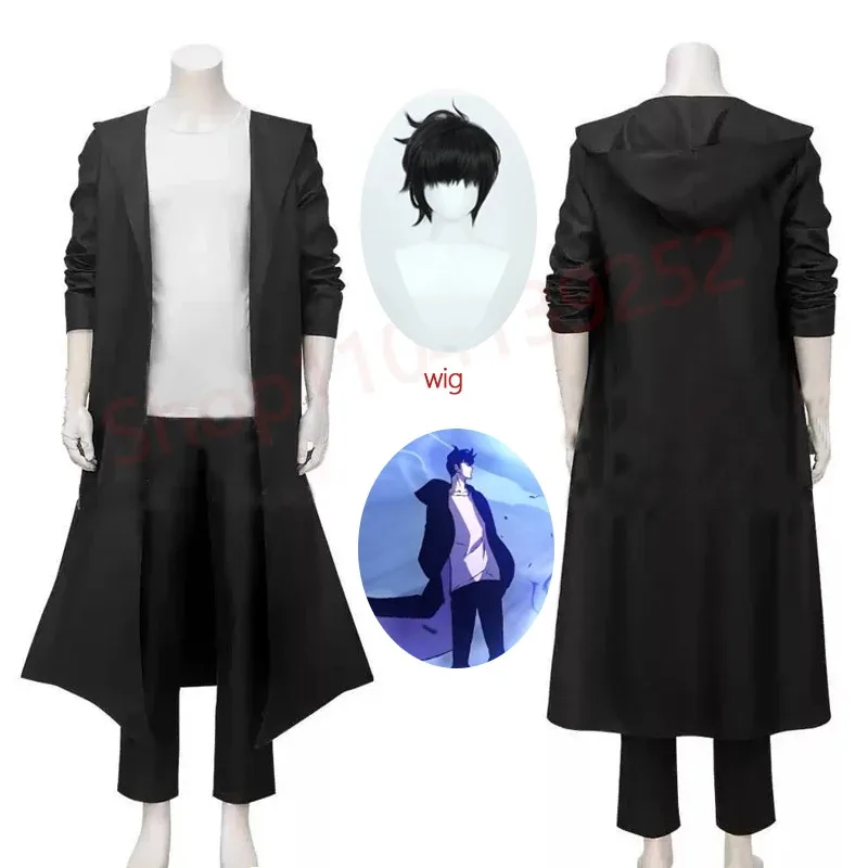 

Solo Leveling Season 2 Jin Woo Sung Cosplay Costume Wig Arise From The Shadow Hunter Shun Mizushino Black Trench Anime Clothes
