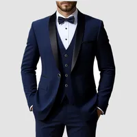 Conjunto de traje formal para hombre, esmoquin informal de negocios ajustado para boda, solapa de muesca de manga larga, novio