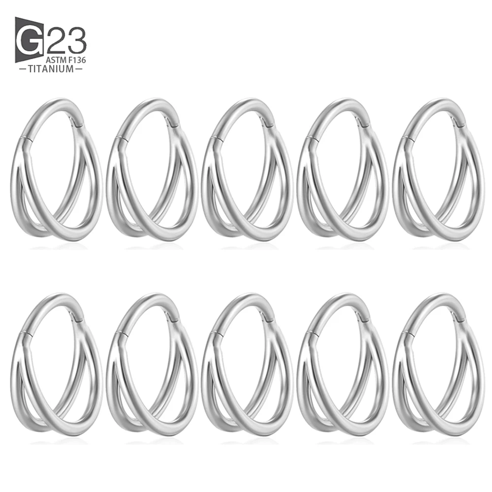 10 stk/partij G23 Titanium Neus Piercing Ring CZ Scharnierende Septum Clicker Segment Oorkraakbeen Tragus Helix Lip Ring Piercing Sieraden