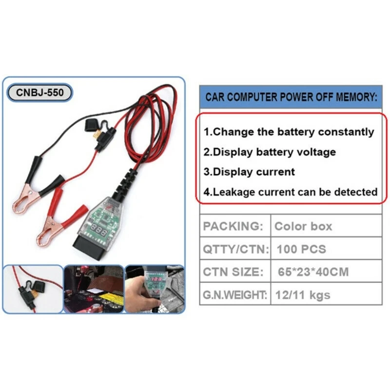 Car OBD2 Auto Battery Replace Diagnostic Tool OBD-II Vehicle ECU Memory Saver Battery Plugs Emergency Power Supply Cable 40GF