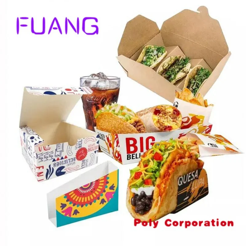 Custom  Wholesale custom logo carton to go fast food packaging fish chips burger french fries chicken wingpacking box for small 