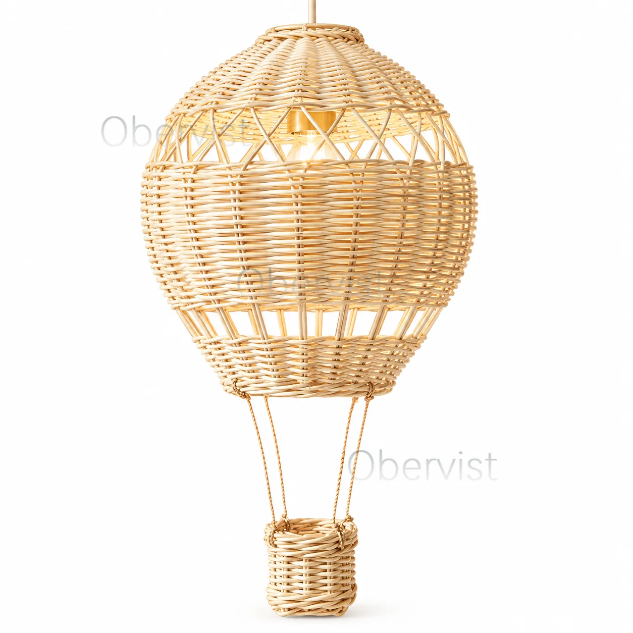 Handmade Rattan Hot Air Balloon LED Chandelier Nordic Pendant Light for Kids Bedroom Baby Nursery Boys Girls Bedside Decor