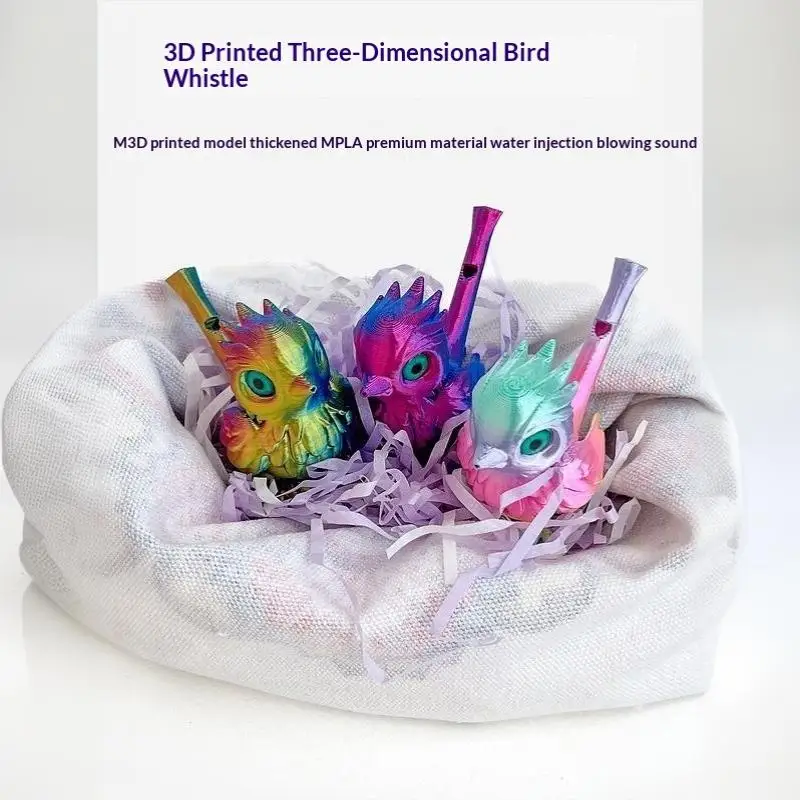 Creative 3D Printed Whistle Sound Bird Figurine Simulation Novelty Desk Decoration Gradient Color Miniatures Crafts