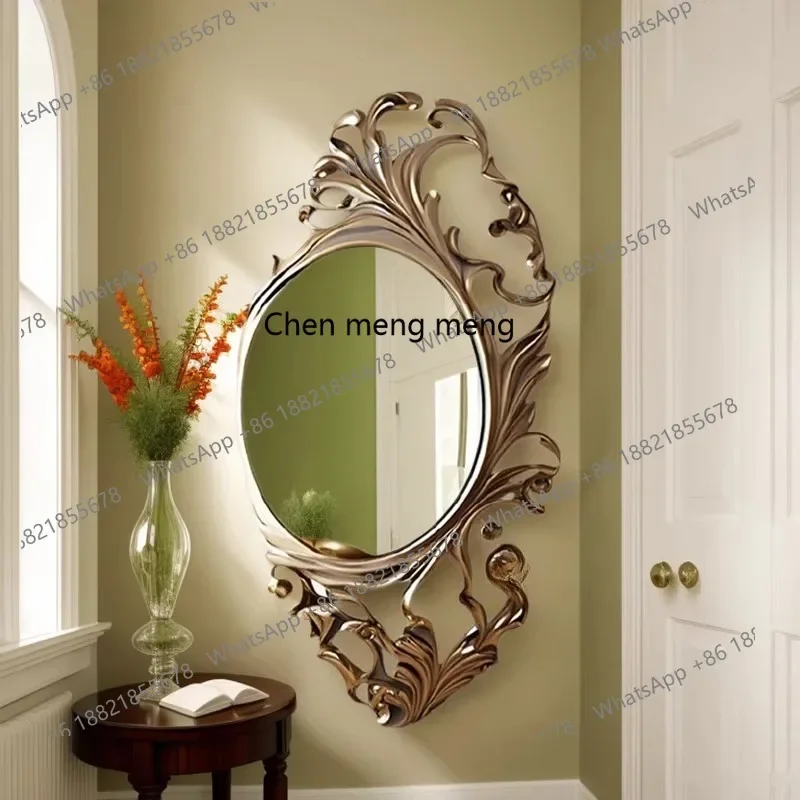 X Retro full-body mirror, carved entrance, home, villa living room wall wall decorative mirror