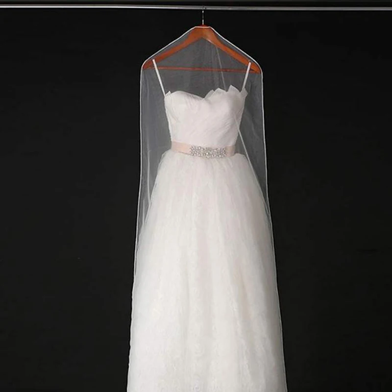 **1pcs Transparent 160cm/180cm/200cm Long Soft Tulle Dust Cover Home Clothes Wedding Dress Protector White Mesh Yarn Material