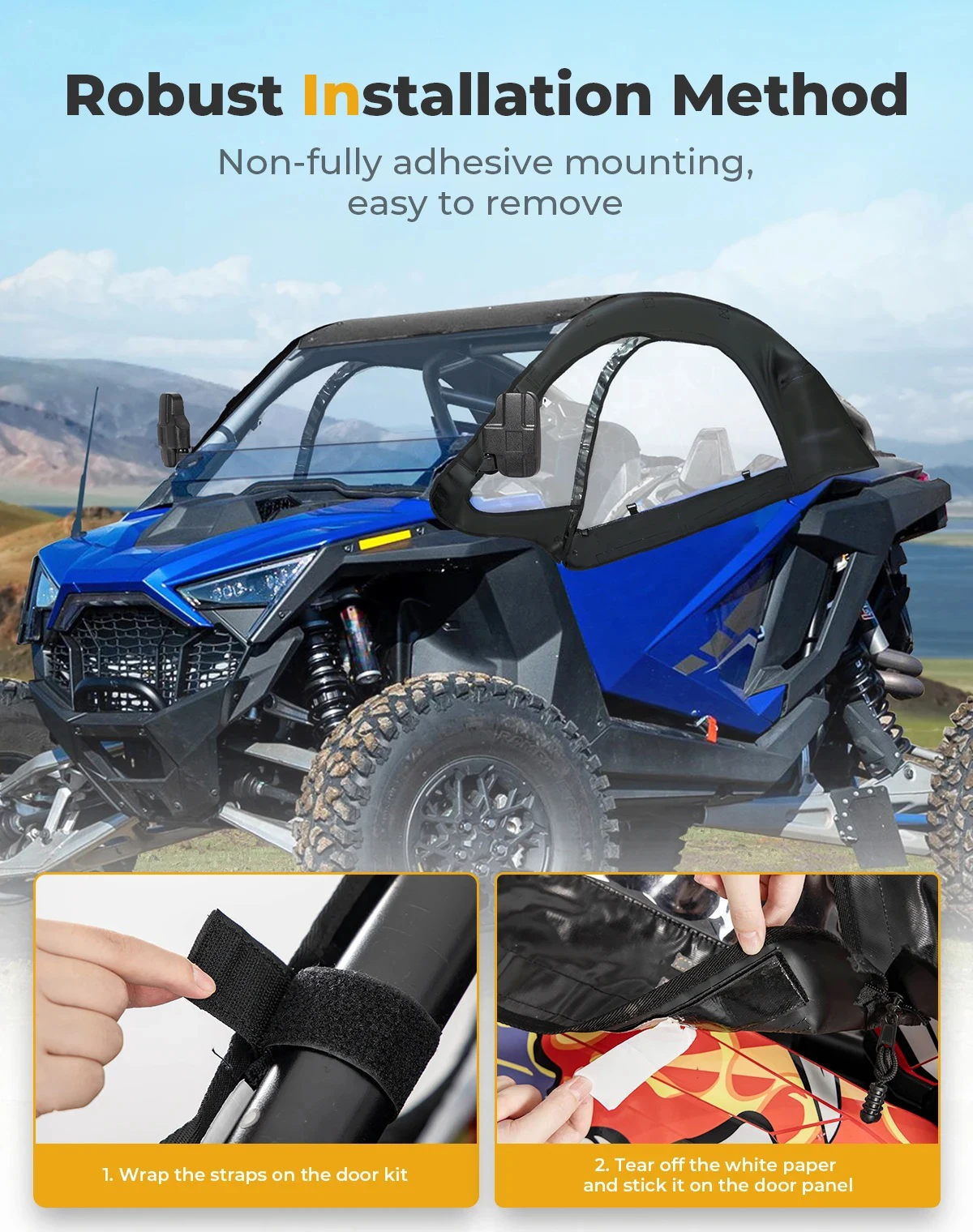 UTV Soft Upper Doors Windshield Compatible with Polaris RZR PRO R 2022-2024 Windows Soft Cab Enclosures