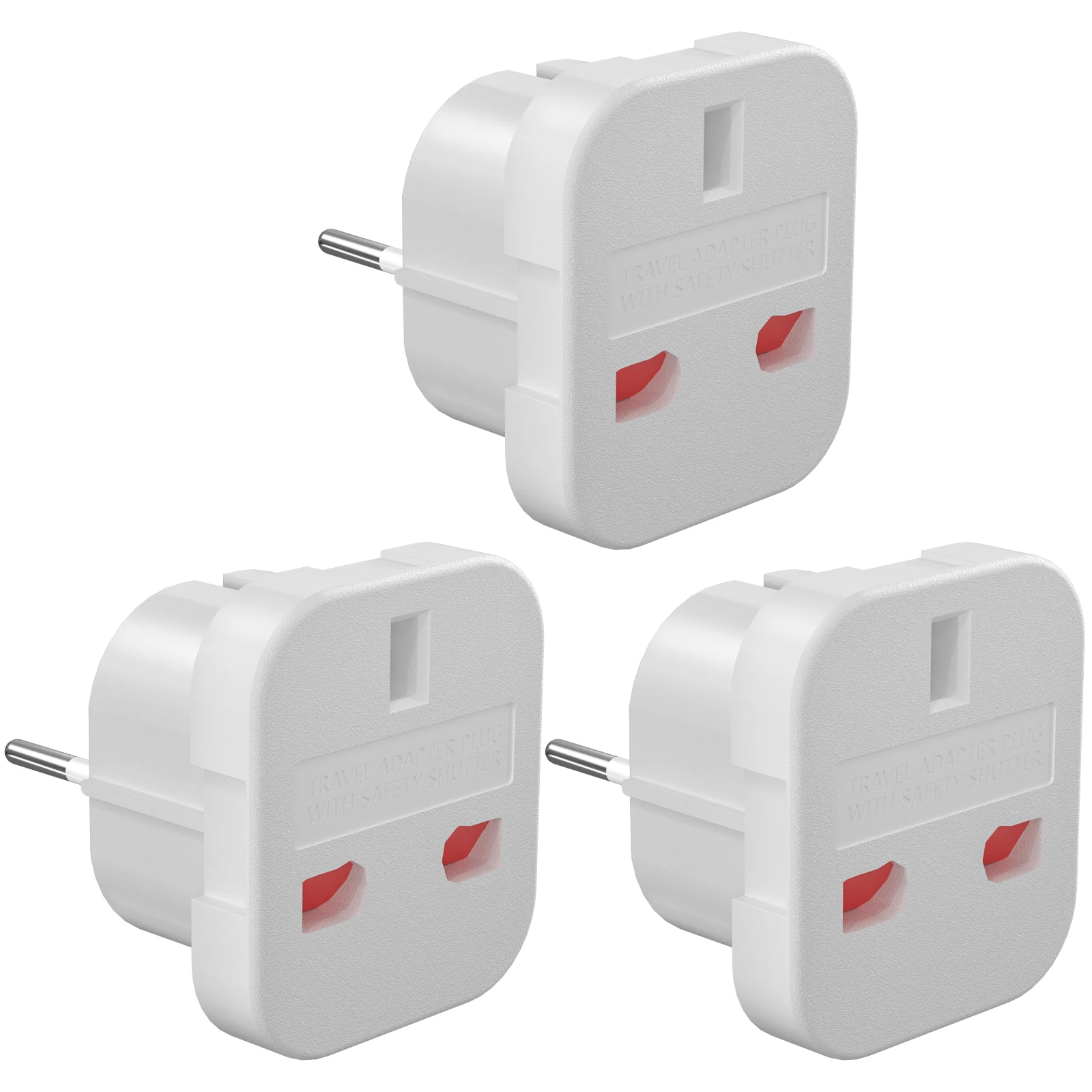 

3pcs UK to EU Germany Universal Travel Charger Converter Plug 240V 10A Power Adapter 4.0mm 2 PiN Wall Plug Socket White