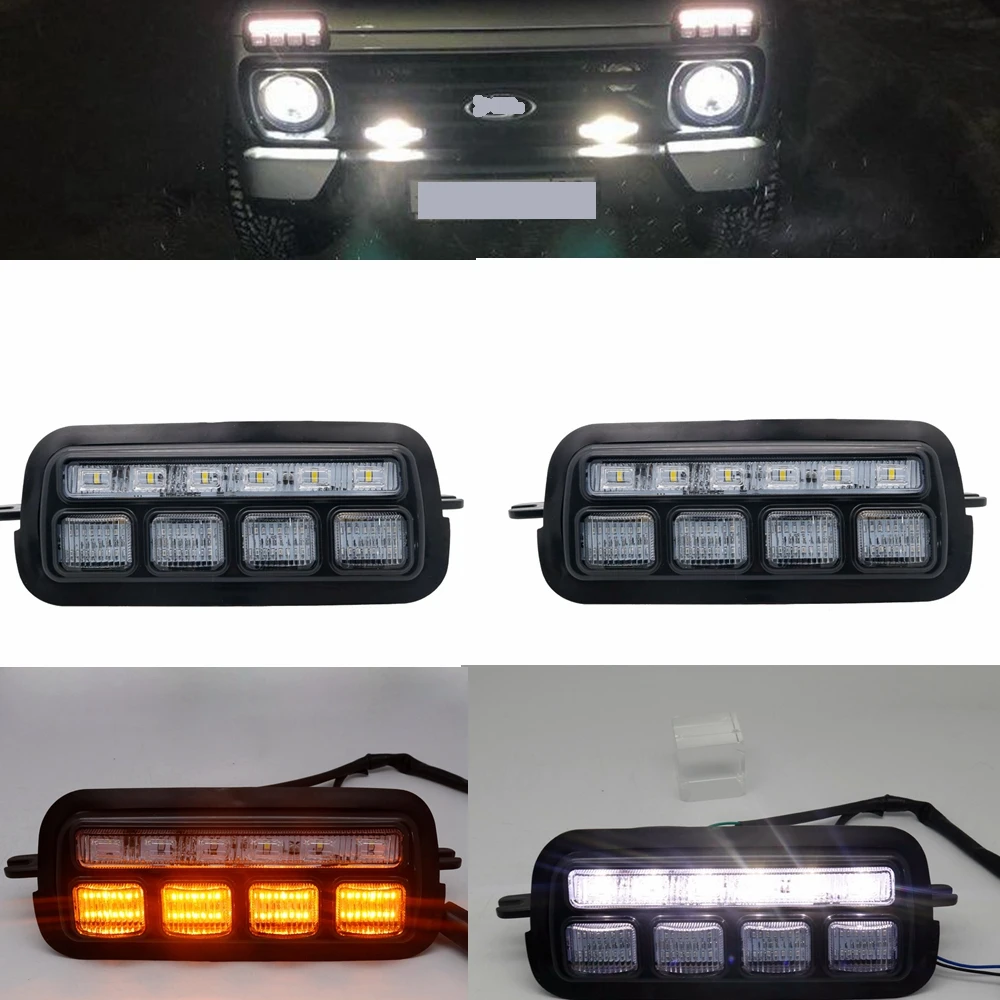 

For Lada Niva 4X4 1995 LED DRL Lights With Running Turn Signal PMMA / ABS Plastic Function Accessories Car Styling Tuning