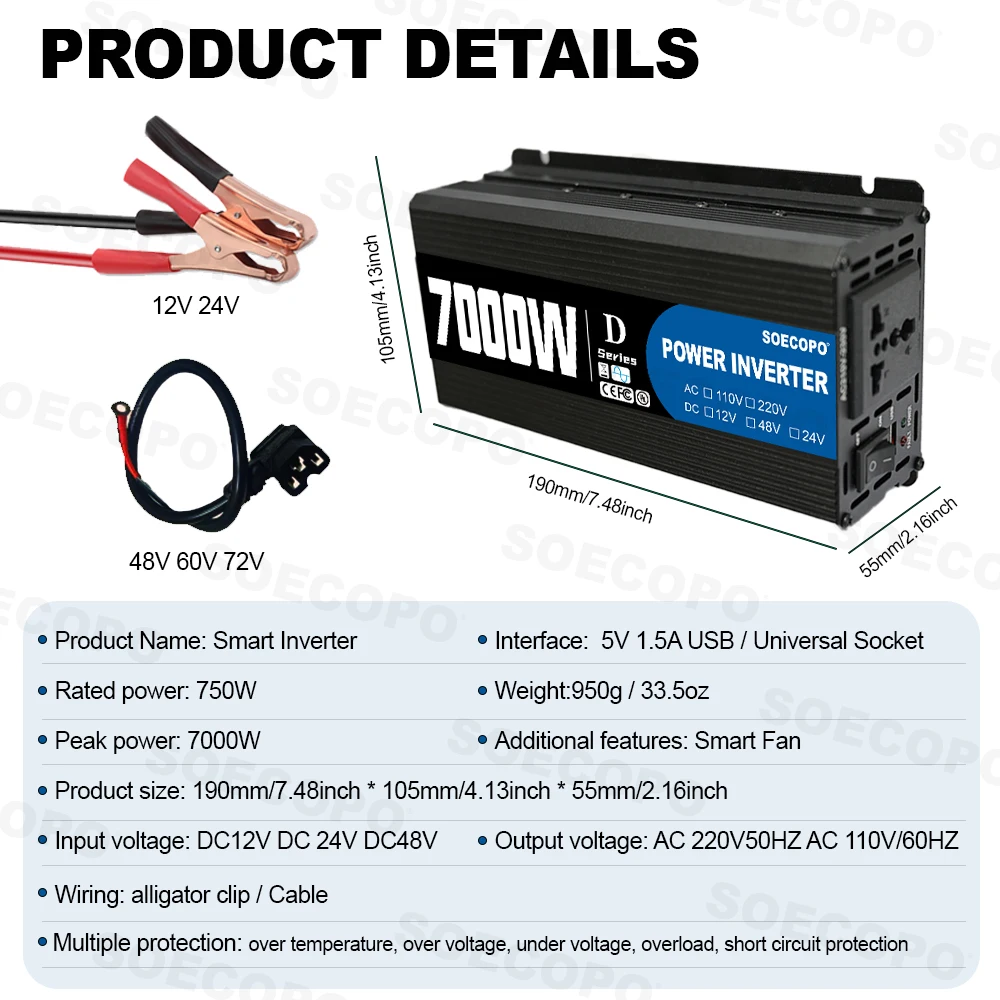 Sistem Surya Lengkap SOECOPO 7000W: Panel Portabel 2×800W, Inverter (DC 12V - AC 110V/220V), Pengontrol 100A – Rumah, Berkemah