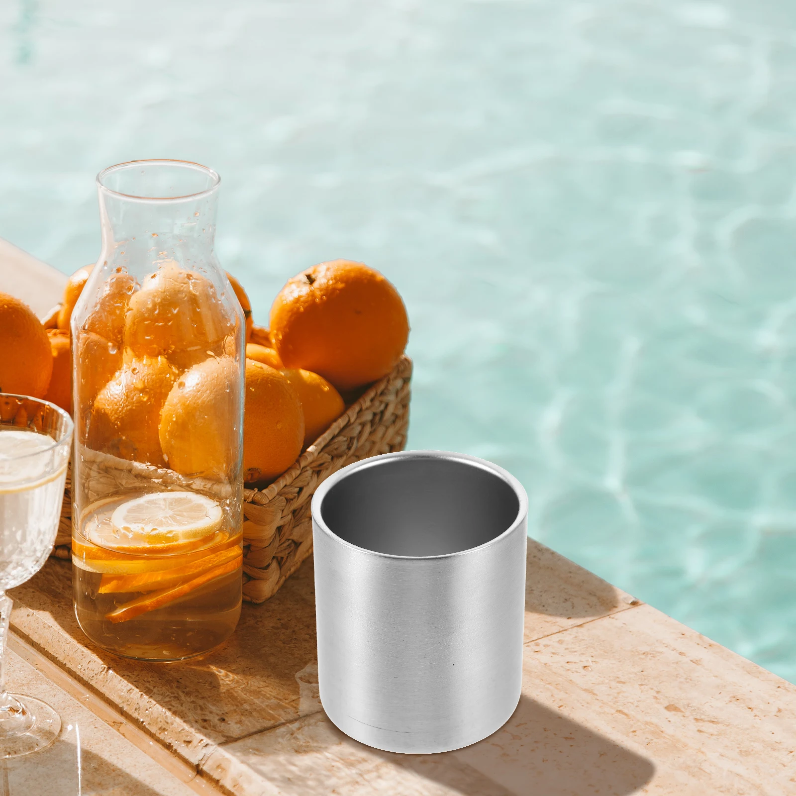 

304 Stainless Steel Beer Cup Toothbrush Tumbler Water Beverage Cup Silver 300ml for Home Party Travel Stainless Steel