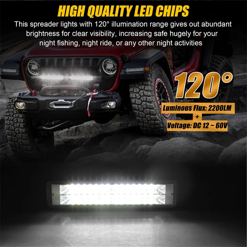 

2Pcs 28LED 84W Work Light Strip 12-24V Floodlight Drive Fog Off-Road LED Work Light, Ford SUV 4WD Beam DRL Aluminum Light