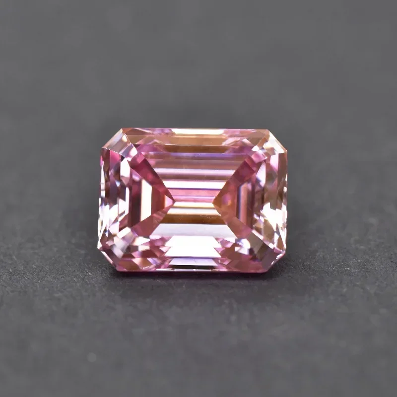 

Moissanite Stone Emerald Cut Sakura Pink Color DIY Advanced Jewelry Making Materials with Certificate