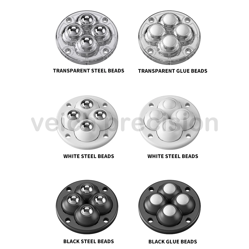 Self-adhesive Four Balls Universal Caster Wheels Round No-drill Ball Transfer Units Silent Nylon/Steel Ball Furniture Rollers