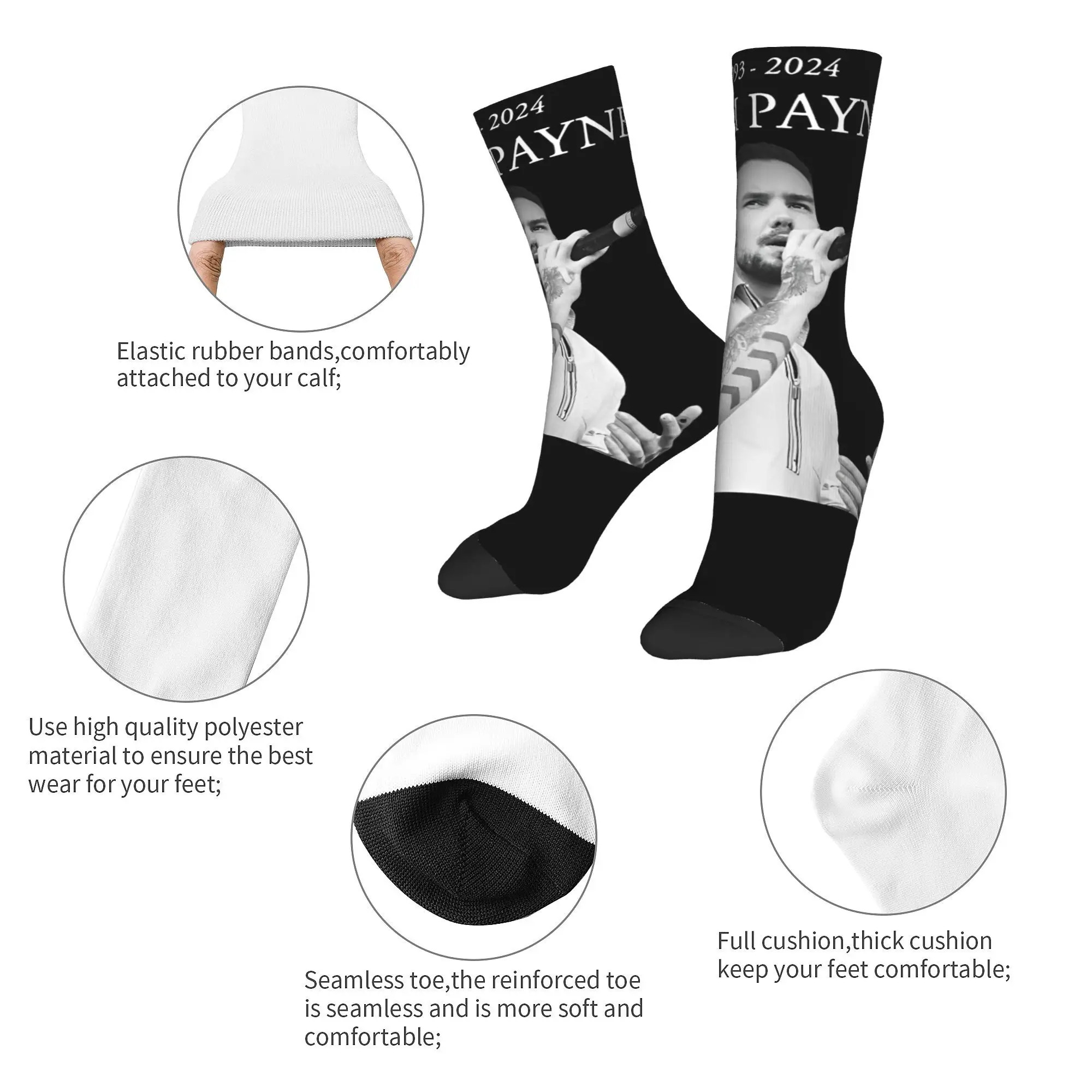 1993-2024 Liam Payne memories RIP  Design Theme Socks Merch for Women Flexible Printed Socks