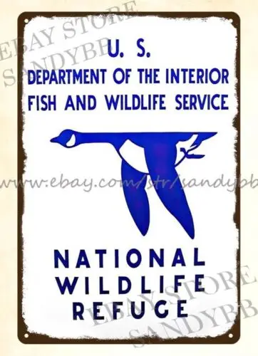 1p,INTERIOR FISH WILDLIFE SERVICE NATIONAL WILDLIFE REFUGE tin sign office ideas