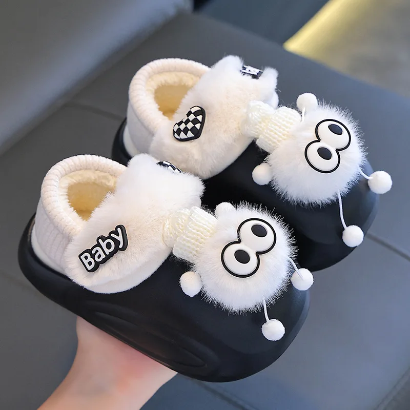 

Novelty Children Cotton Shoes 2024 New Boys Kids Winter Indoor Slippers Fluffy Baby Anti-Slippery Plush Home Slippers Footwear