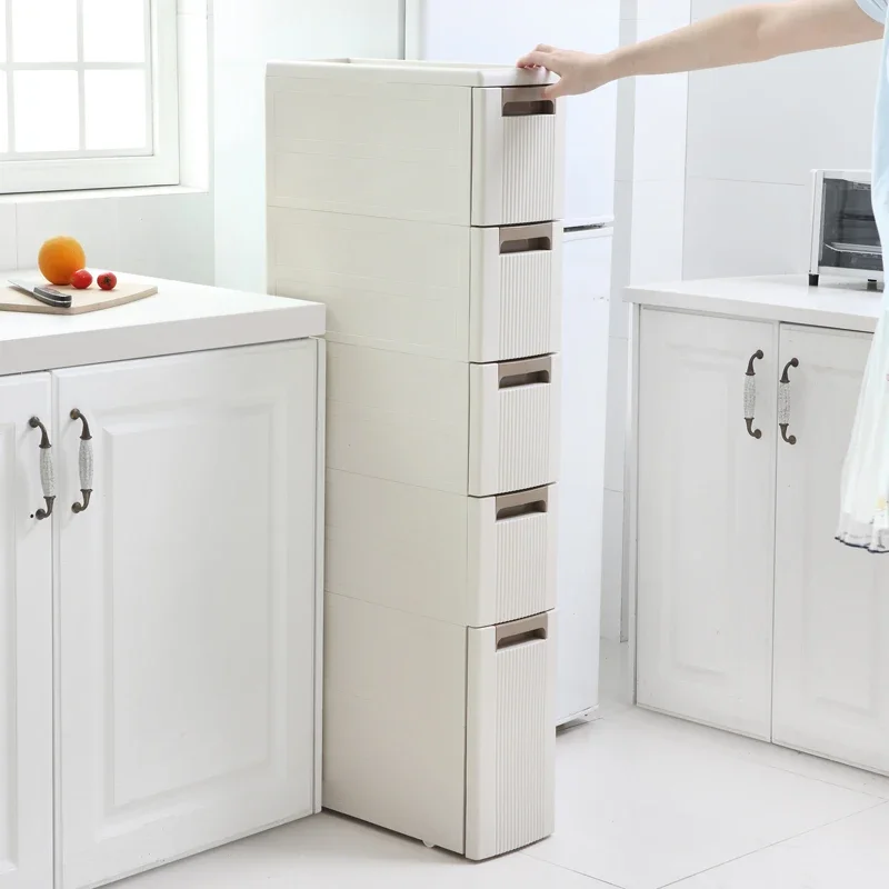 Japanese Style Minimalist Crevice Storage Cabinet Bathroom Kitchen Crevice Edge Cabinet Household Movable Drawer Storage Box