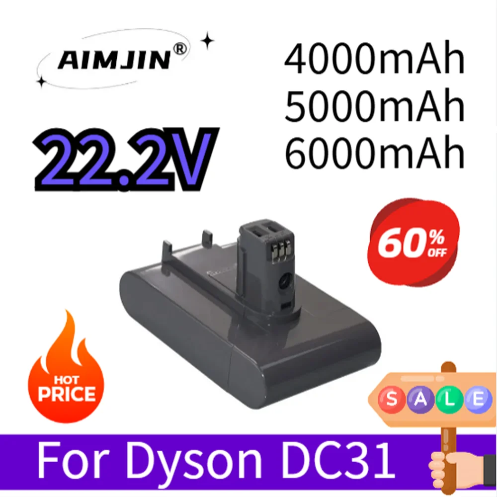 

For Dyson DC31 22.2V 4.0/5.0/6.0Ah Li-ion Vacuum Battery for DC35 DC45 DC31B DC34 DC44 Animal DC56 DC57