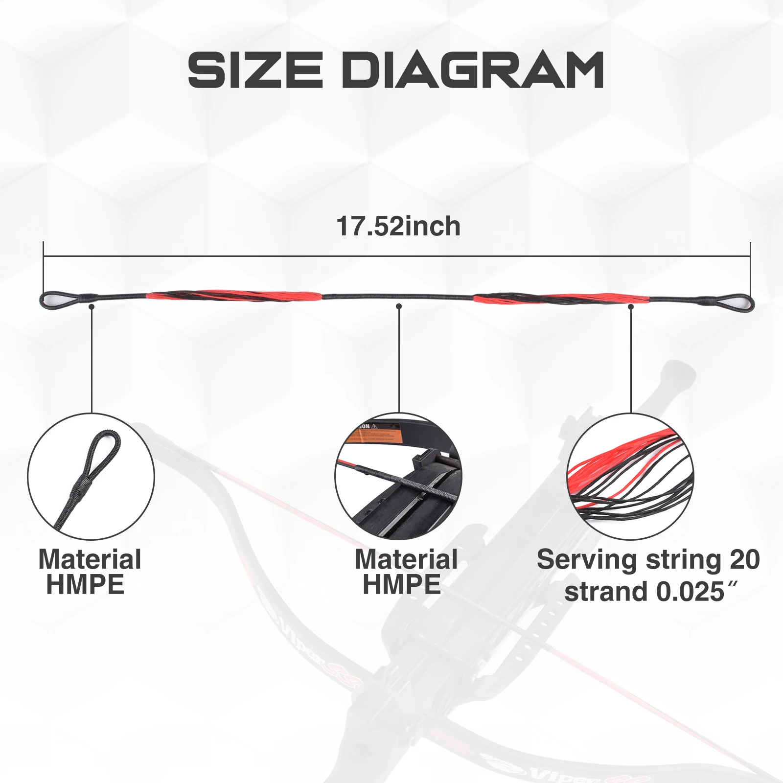 17.52" Archery Crossbow String 0.025" 1600D 20 Strands Universal for Crossbow Bow Strings Outdoor Sports Shooting Hunting - view 3