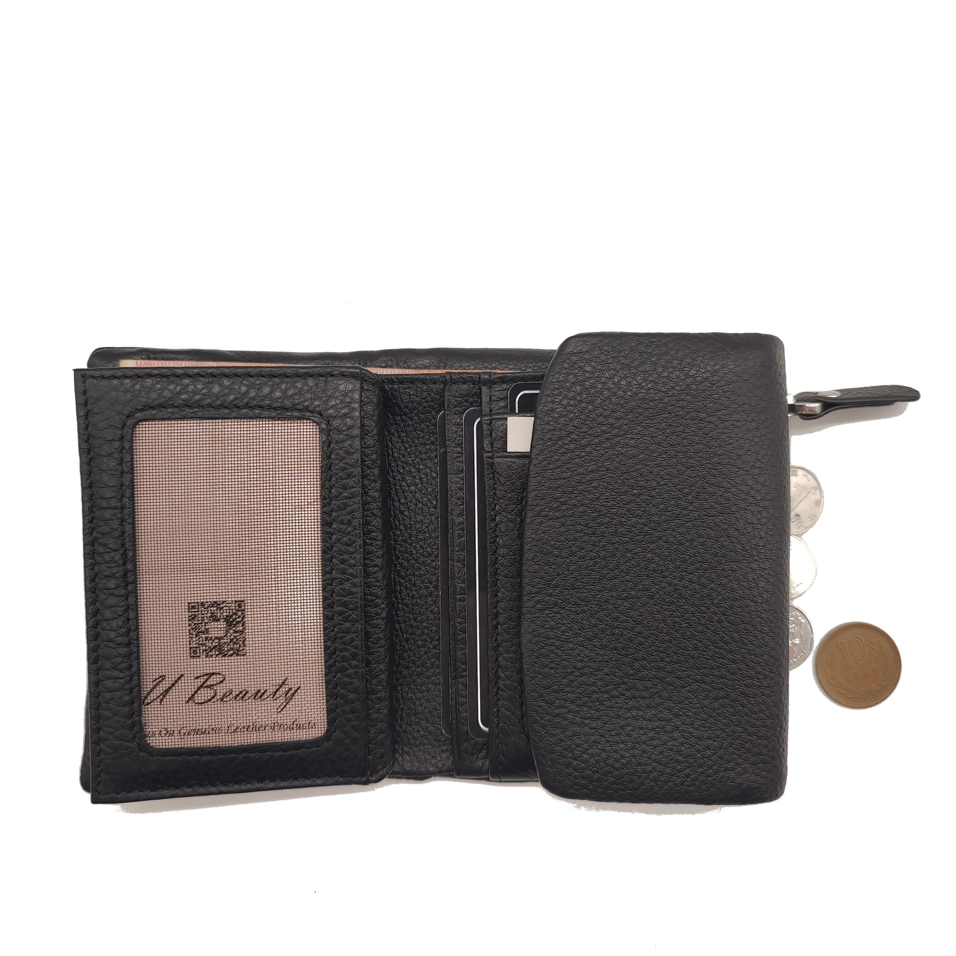 New Soft Genuine Cow Leather Short Wallet For Women Multifunctional Ladies Tri-fold Hasp Purse Cowhide Solid Color Card Holders