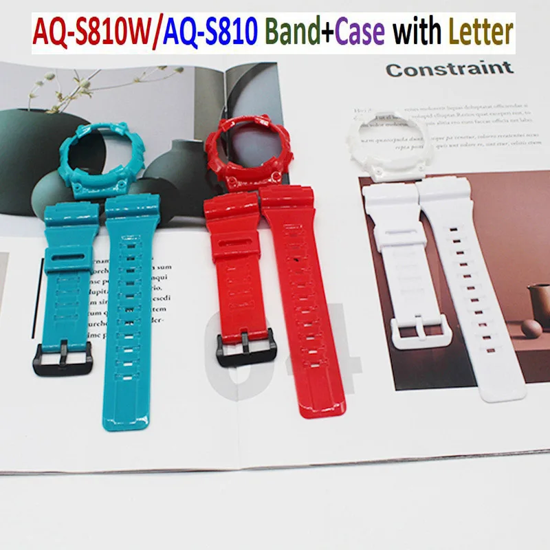 18mm Silicone Rubber Watch Band+Cover AQ-S810W/AQS810 Frame Bezel Smart Bracelet accessories Wrist Strap AQ-S810 Protective Case