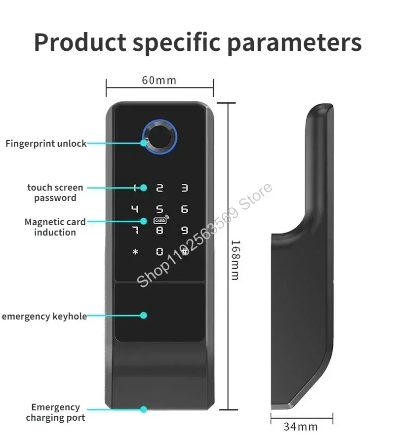 Tuya/TTlock Smart Door Lock Outdoor Waterproof Gate Lock Fingerprint Password APP IC Card NFC Remote Unlock Electronic Door Lock