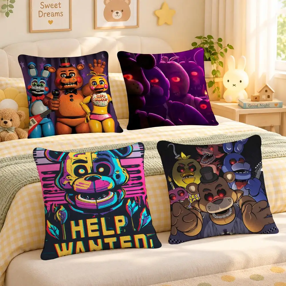 Game FNAF Horror Gamer Mascot Cushion Cover Personalized Soft Plush Pillow Living Room Home Sofa Bedroom Office Car Cushion