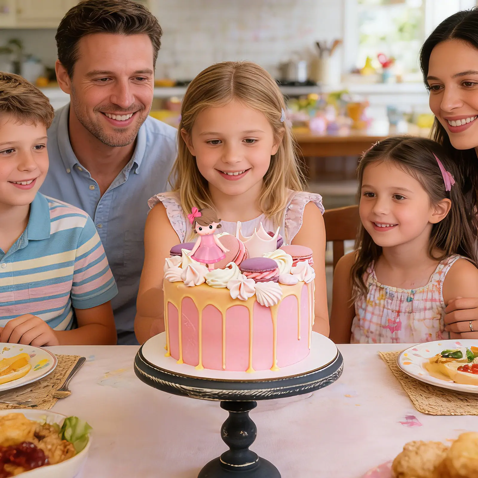 

Керамическое украшение для торта в виде девочки, розовое, для дня рождения, очаровательное, из полимерной смолы, для декора дома, украшение для торта