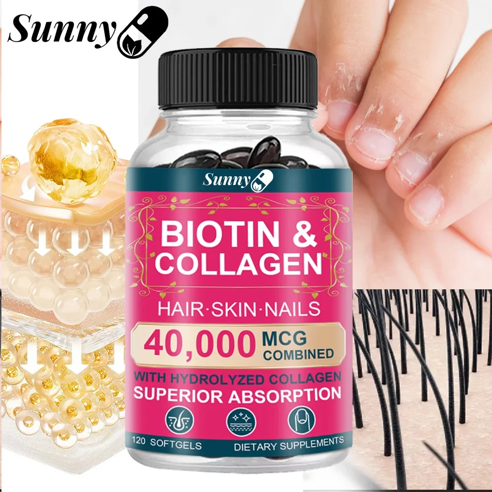 Biotin and Collagen Support Hair, Nails and Radiant Skin - Great for Men and Women with High Absorption