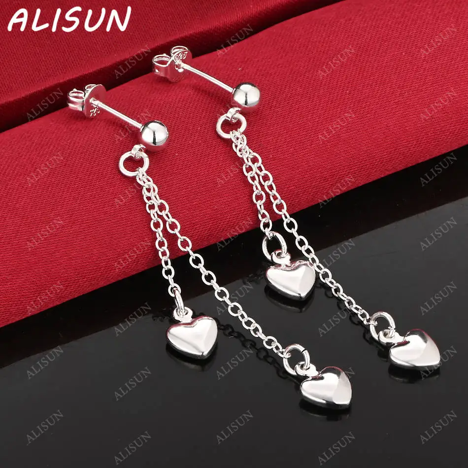 

ALISUN 925 Sterling Silver Tassel Heart Drop Earrings Creativity Gifts Street All-match Party And Daily Wear