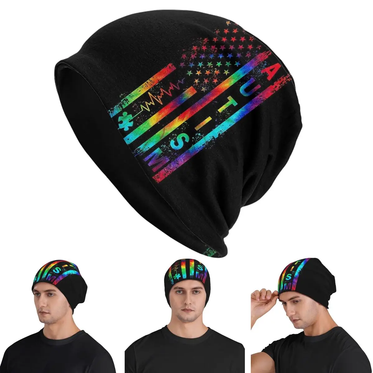 Autism Puzzle  Unisex Adult Beanies Caps Knitting Bonnet Hat Warm Fashion Autumn Winter Outdoor Skullies Hats