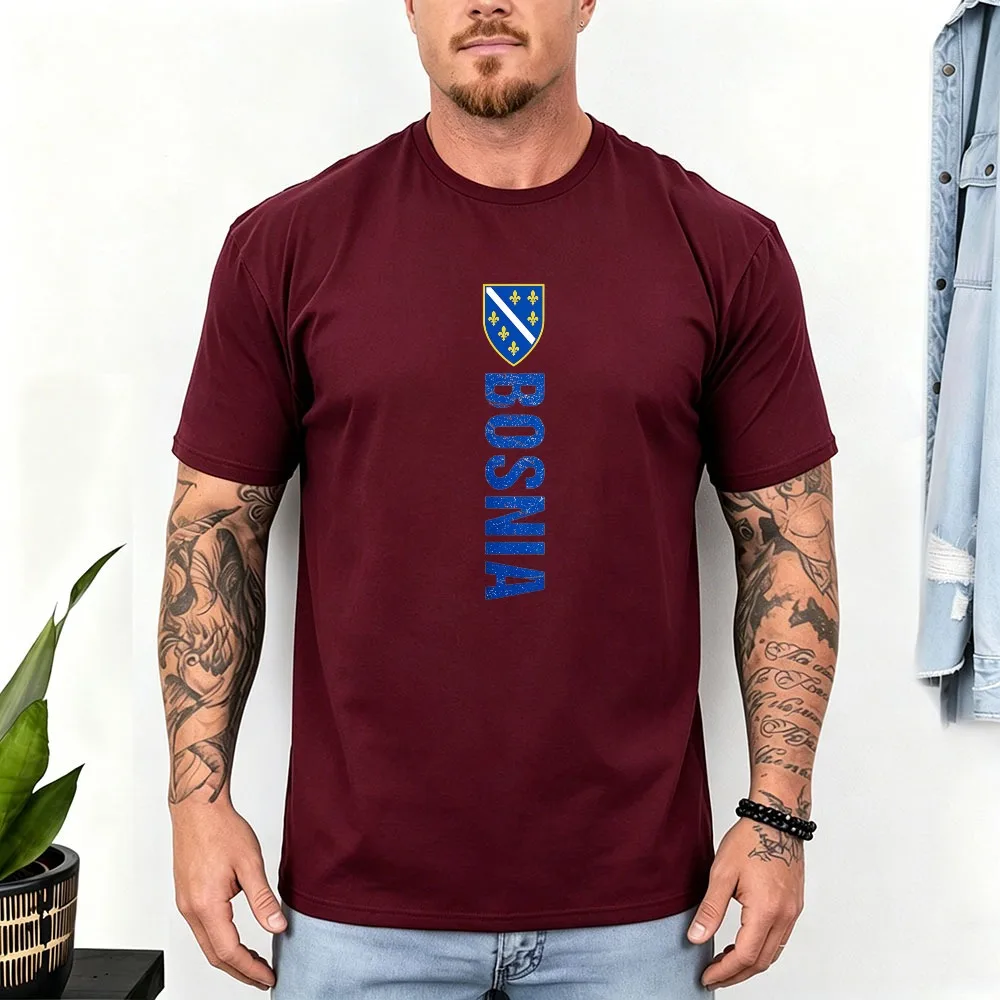 Bosnia Coat Of Arms 2026 Soccer Cup Cotton Men T-shirt Vintage Distressed Balkan Football Graphic Tops Soccer Fan Street Tees