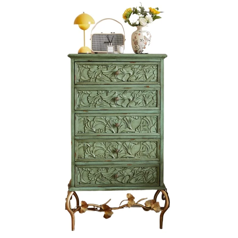 American solid wood living room storage cabinet, bedroom balcony locker, entrance decorative chest, sofa retro