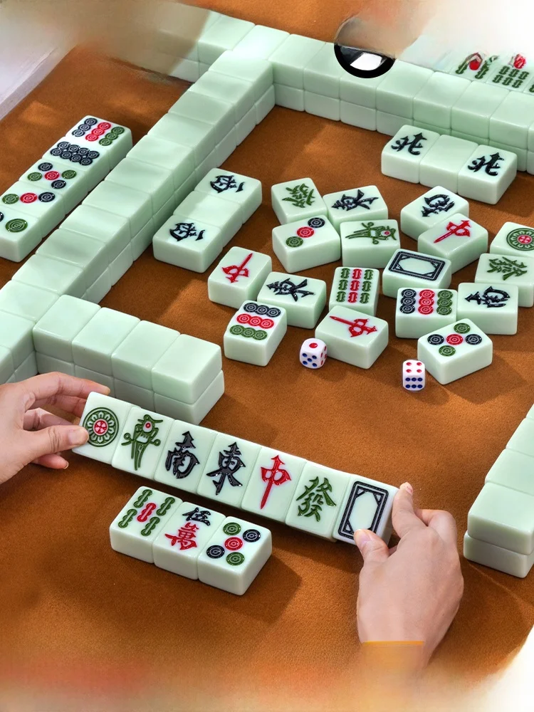 

High-End Home Use Mahjong Tiles Brand Qiaihui Medium Size Hand Rubbing No Craing Jade Color Long-lasting Quali