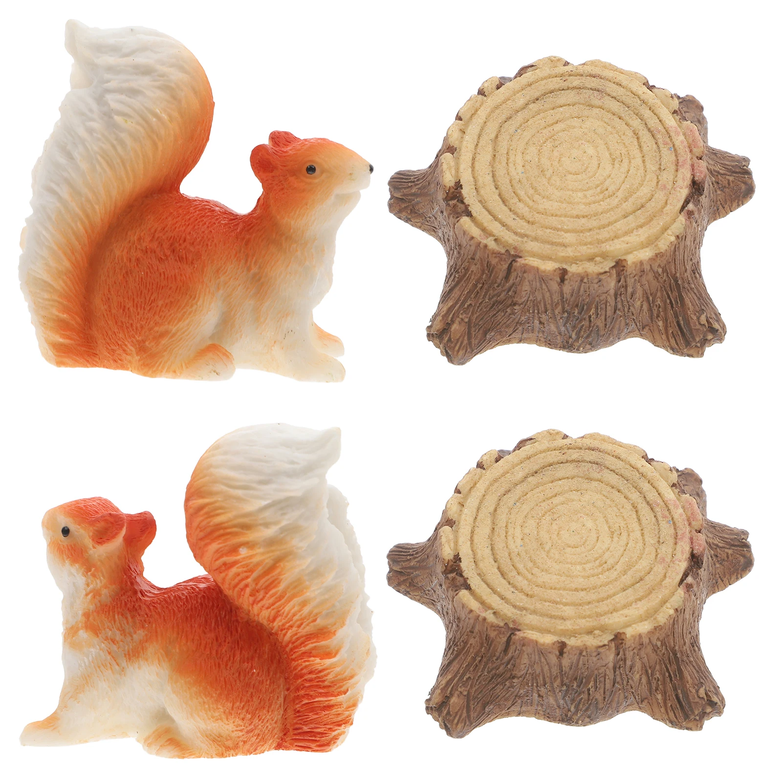 

4 Pcs Micro Landscape Decoration Dollhouse Garden Resin Crafts Squirrel Accessories Tree Stump
