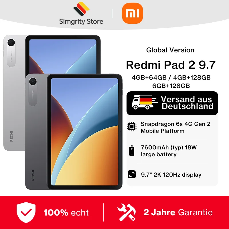 Versión Global Xiaomi Redmi Pad 2 9.7 Snapdragon 6s 4G Plataforma Móvil Gen 2 P…