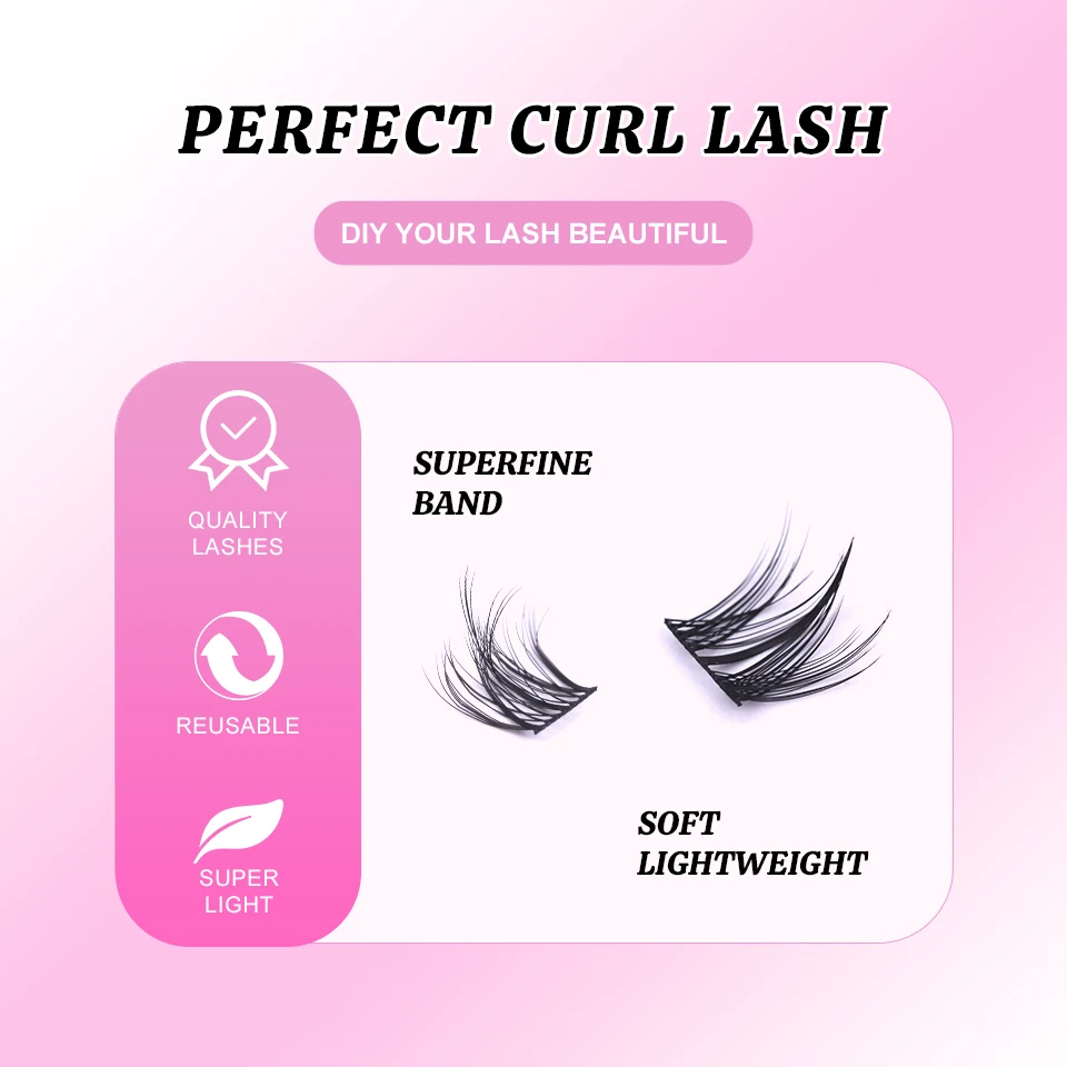 DIY Wimperverlenging Mix Stijlen Clusters Individueel met Bond & Seal Remover Pincet Wimperborstel voor zelftoepassende make-up