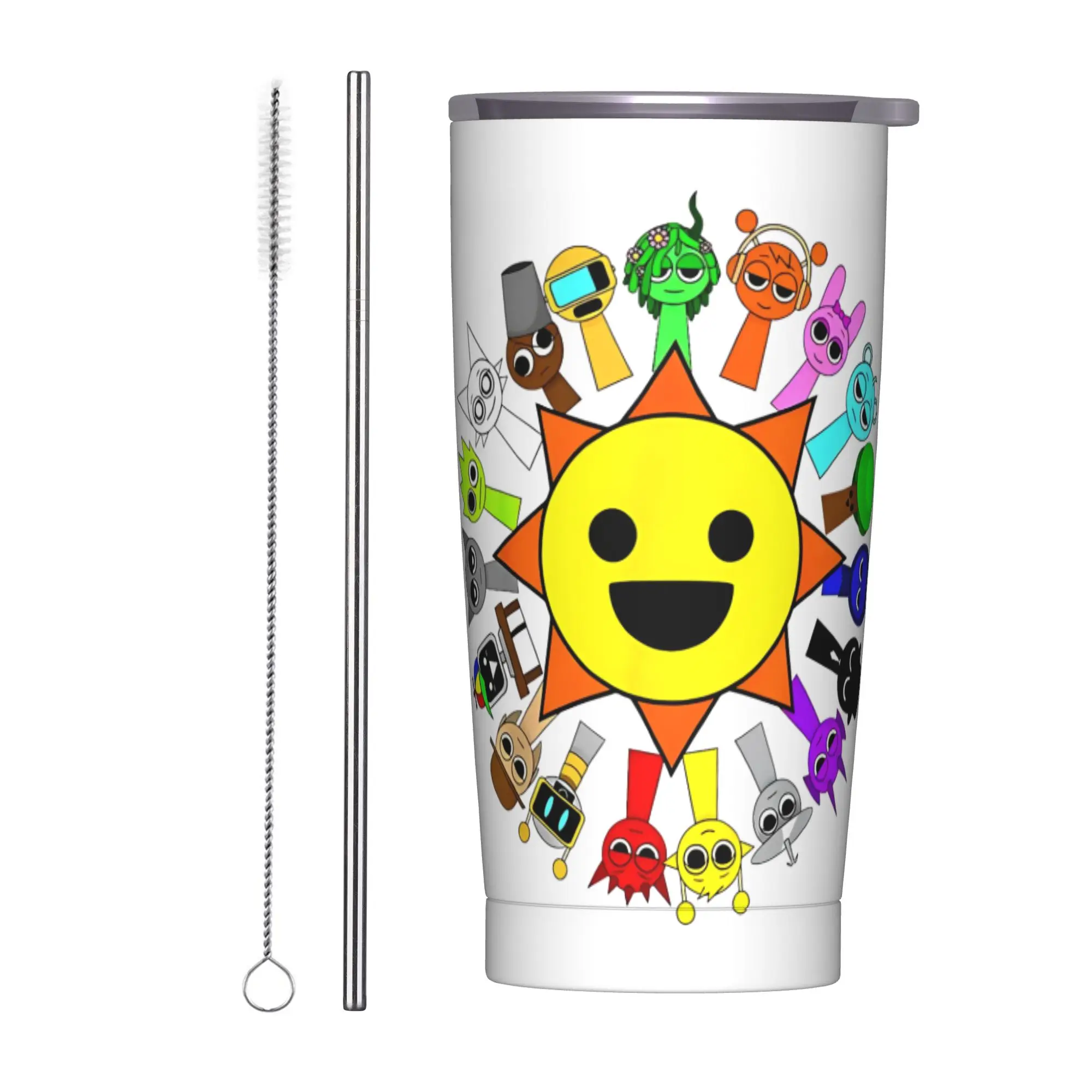 Sprunki Cartoon Anime Tumbler Vacuum Insulated  Coffee Cups Vacuum Flask Travel Outdoor Mug Water Bottle