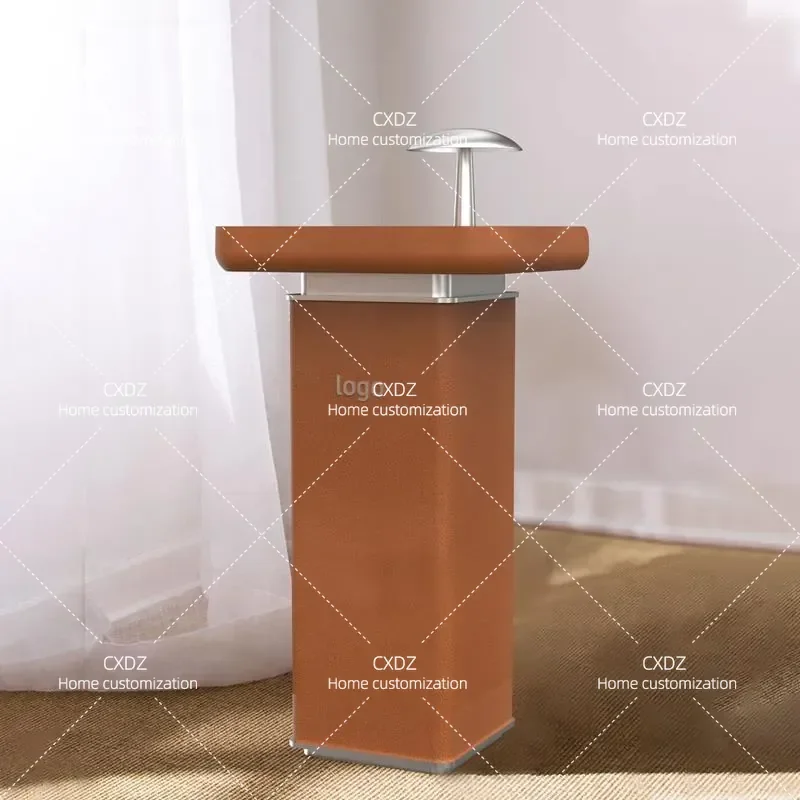 Leather reception table, light luxury company front desk welcome desk, simple and modern information desk