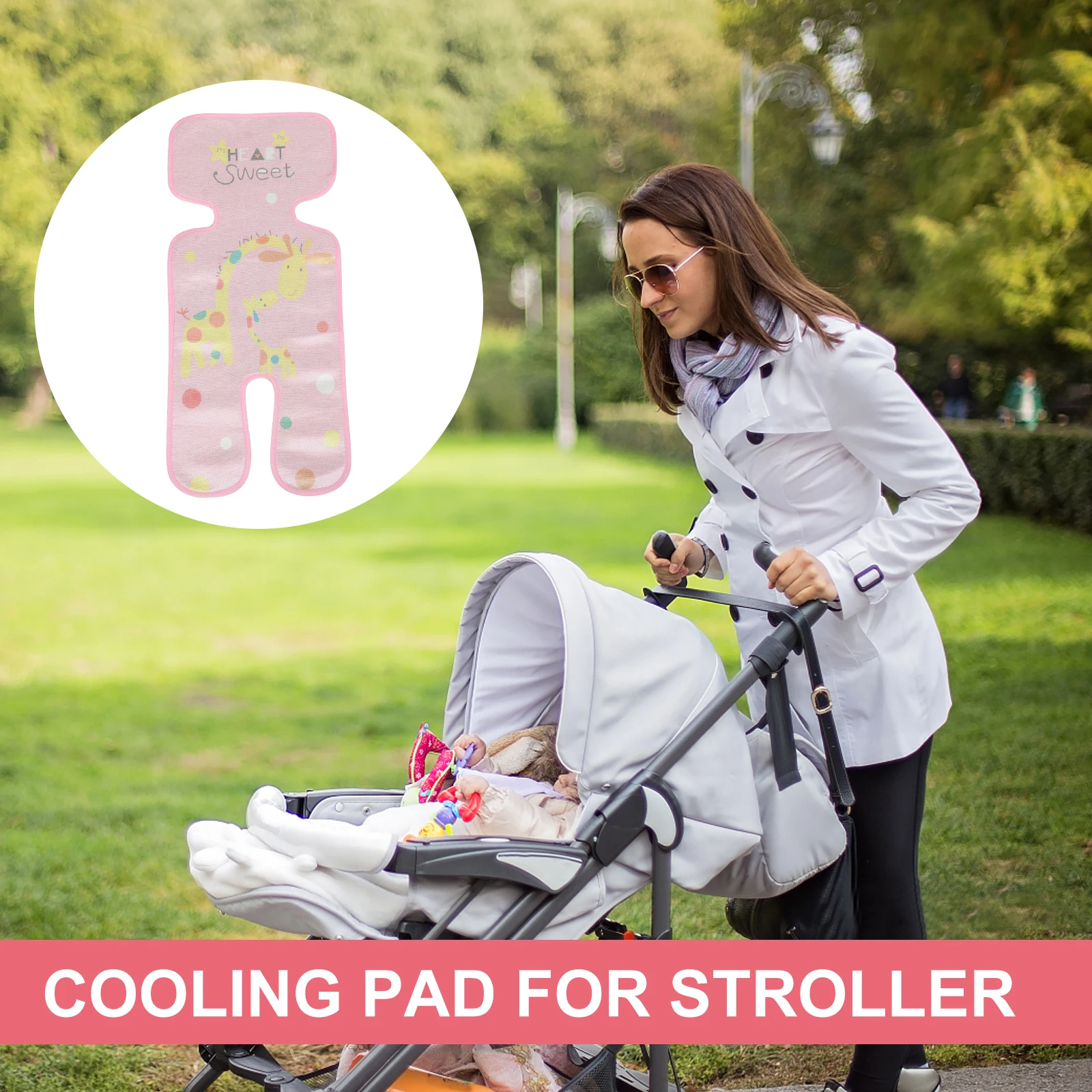 

Ice Silk Stroller Liner Cooling Pad Foldable Seat Cushion Car Use Breathable Lightweight Newborn Insert for Hot Weather