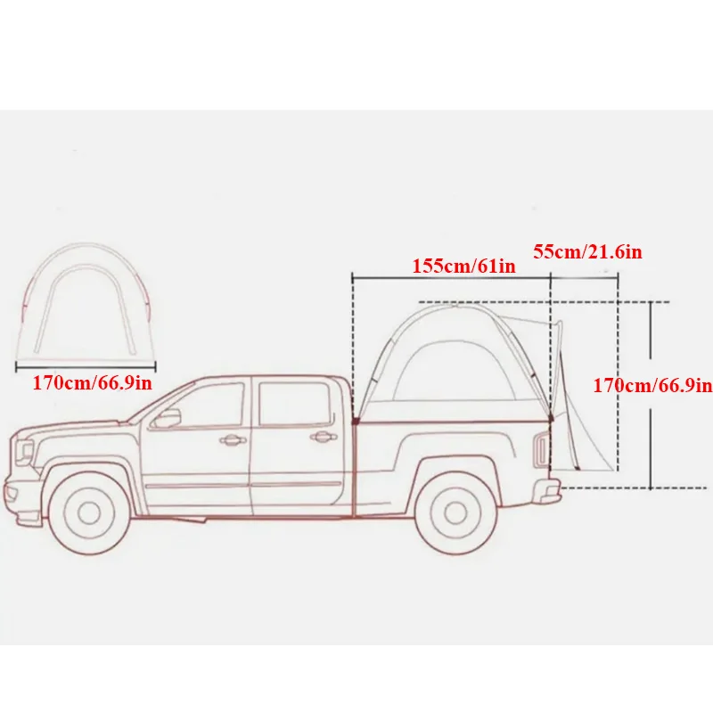 Imagem -02 - Impermeável Dupla Camadas Carro Bagageira 210d Oxford Prata Revestido uv 170cm de Altura Adequado para o Caminhão Cama e Carro Auto-condução Acampamento ao ar Livre