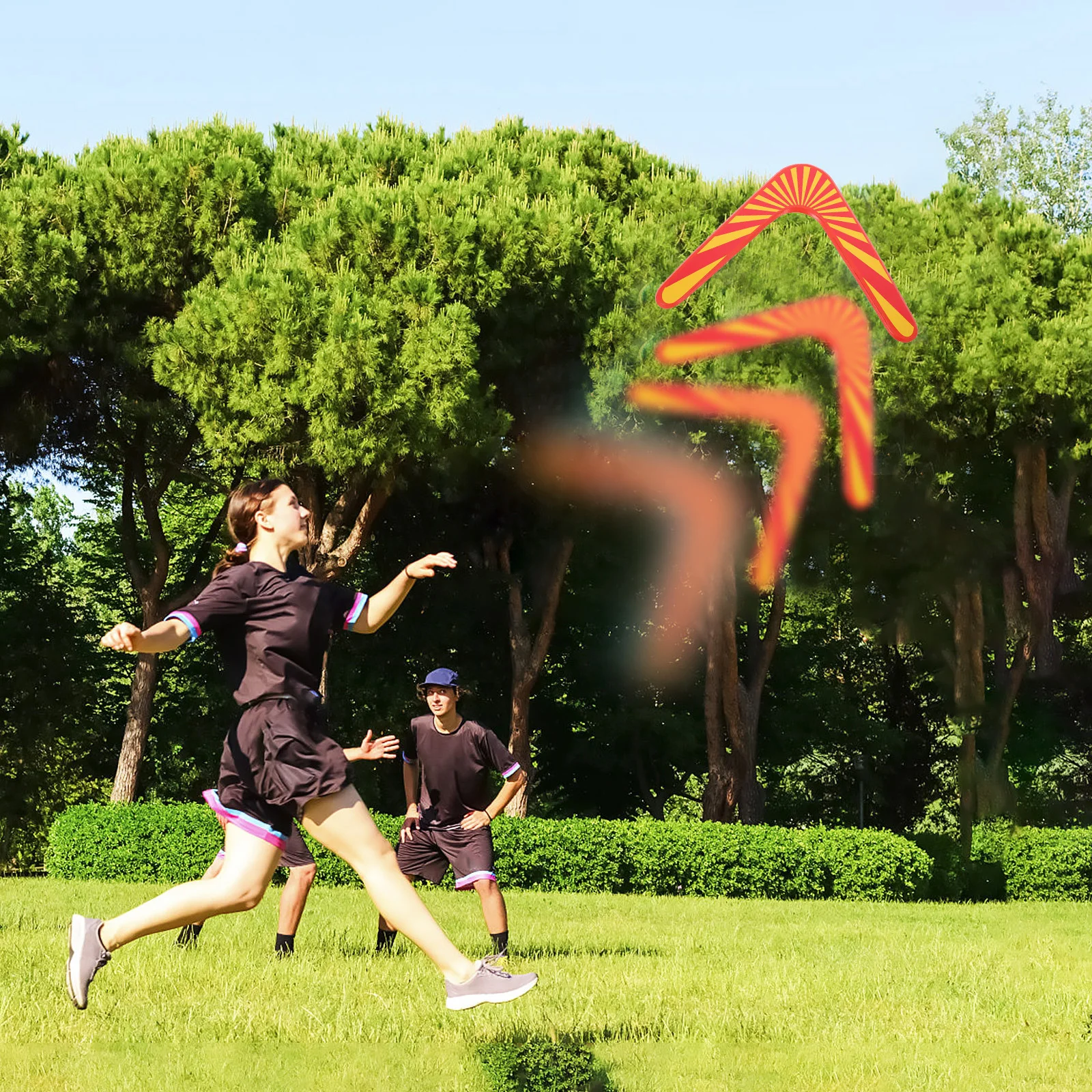 

Colorful Wooden Boomerang Adult Outdoor Exercise Flying Family Friends Fun Sports Exercise Flying Outdoor Throw and Catch