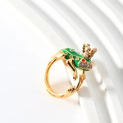Fashion Exquisite Little Green Frog Ring Small, Cute, Luxurious, Retro and High-end Ring Vintage Adjustable Ring Gothic